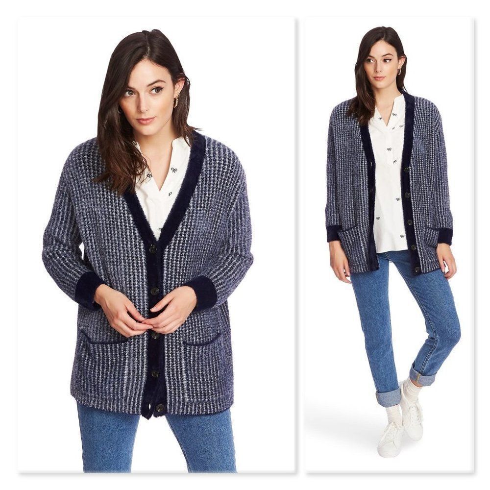 Court & Rowe Houndstooth Eyelash Knit Cardigan